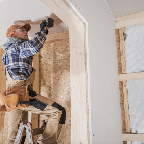 Modern home construction progress