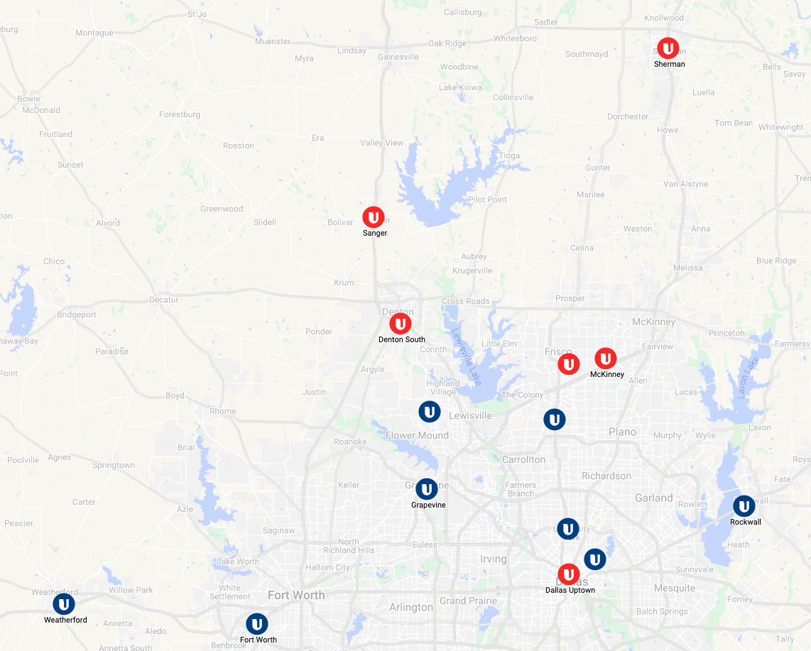 Map of North Texas region