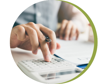 Pressing buttons on a calculator.