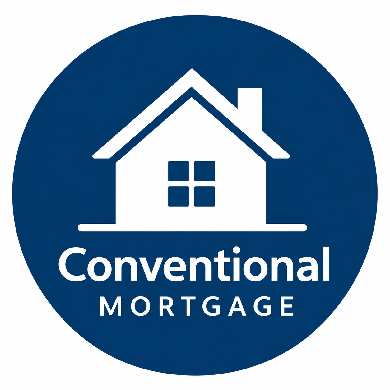 Icon of a home with text of conventional mortgage