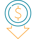 dollar sign with arrow pointing down for Early Payoff Calculator