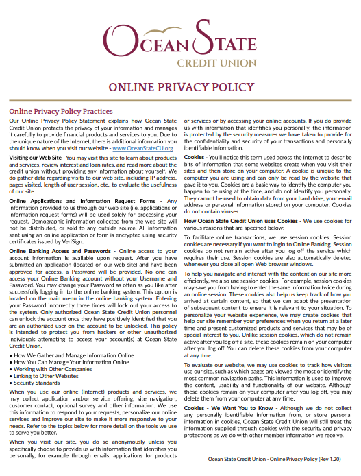 Online Privacy Policy Page 1