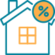house icon with percent sign for mortgage refinances