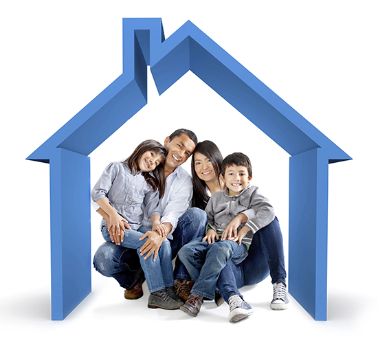 asian family under a house outline - home purchase basics