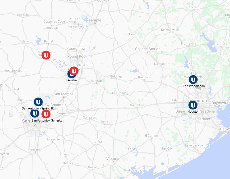 Map of Central & South Texas Region