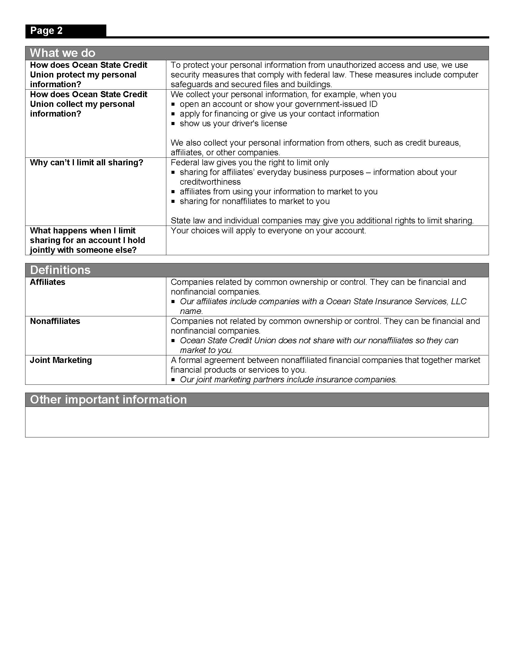 Privacy Policy Page 2