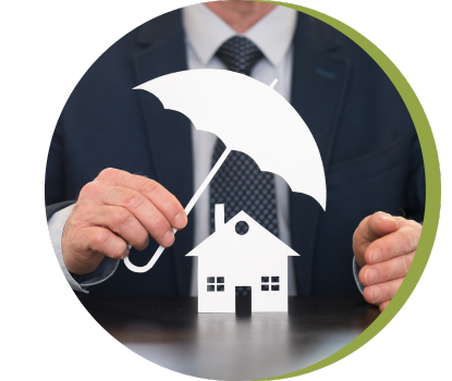 A house is protected by an umbrella.