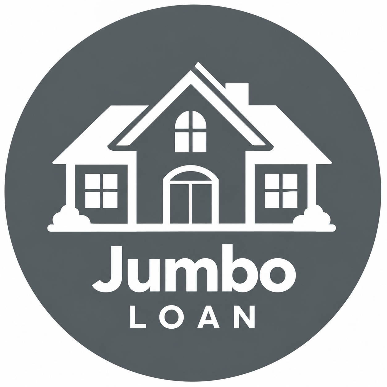 Icon of large home with text jumbo loan