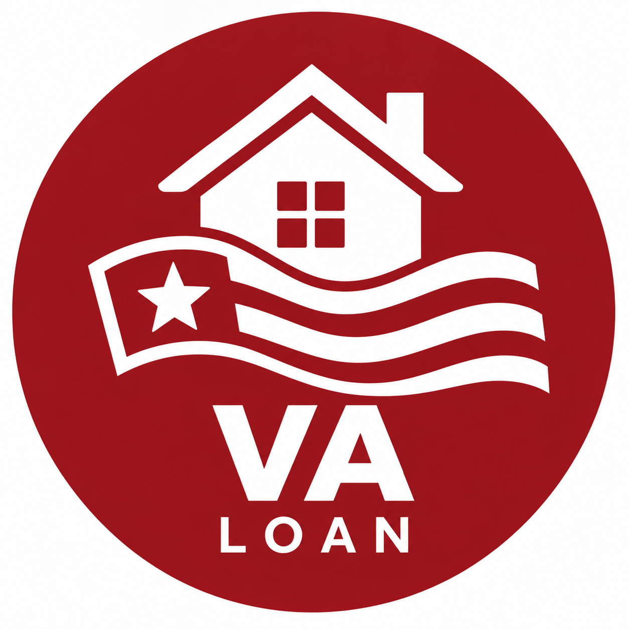 Icon of a home with flag and text VA loan