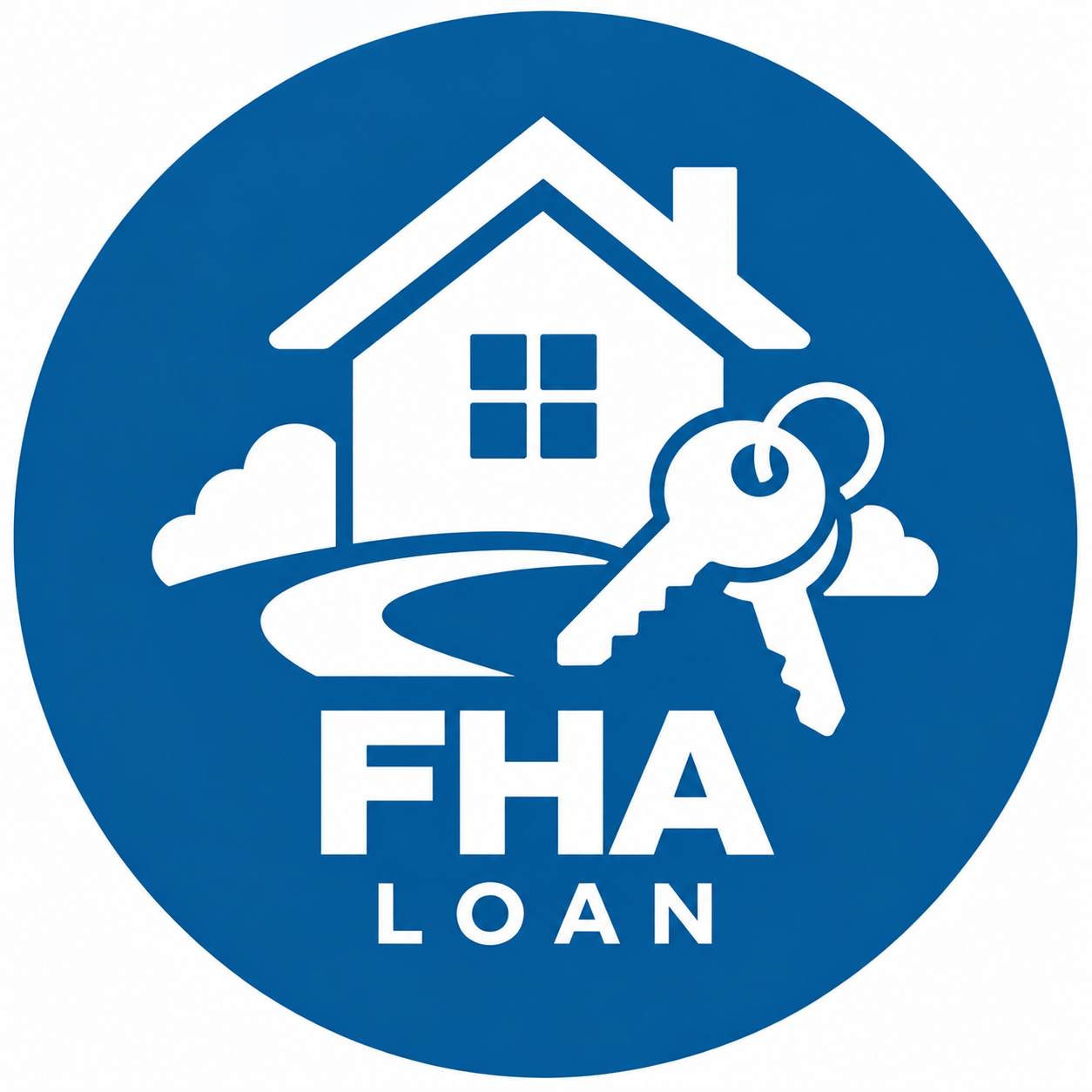 Icon of a home with keys and text FHA loan